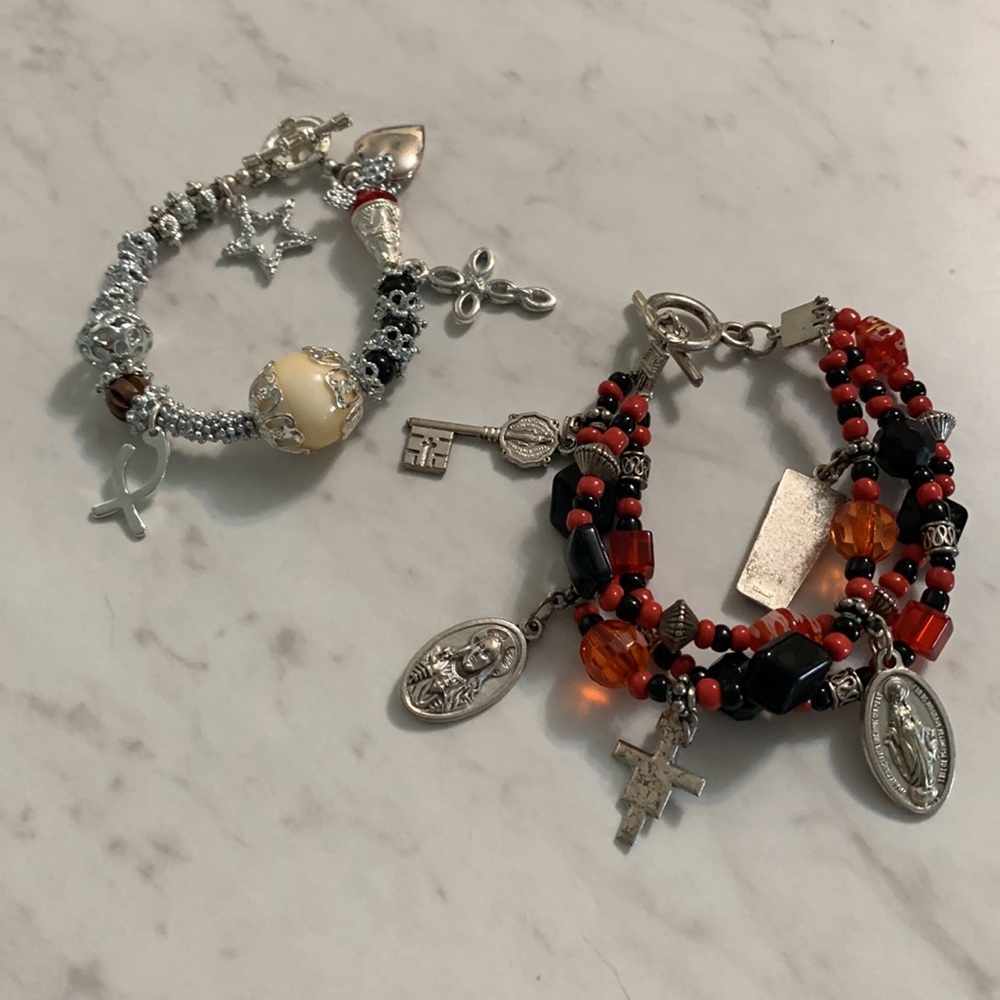 Religious Bracelets with hanging medallions